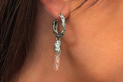 Rose Quatrz Silver Earrings