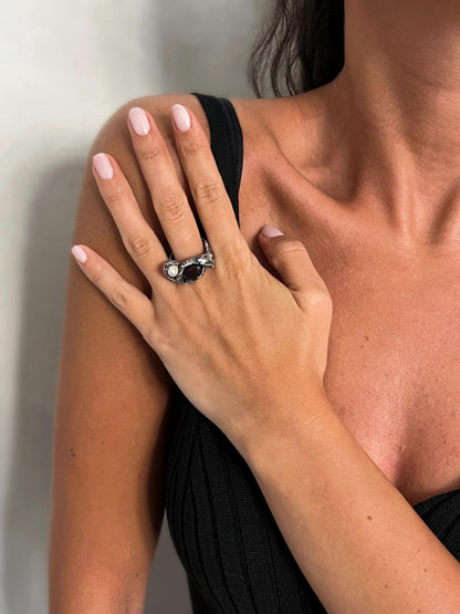 მარგალიტის და ძოწის ვერცხლის ბეჭედი